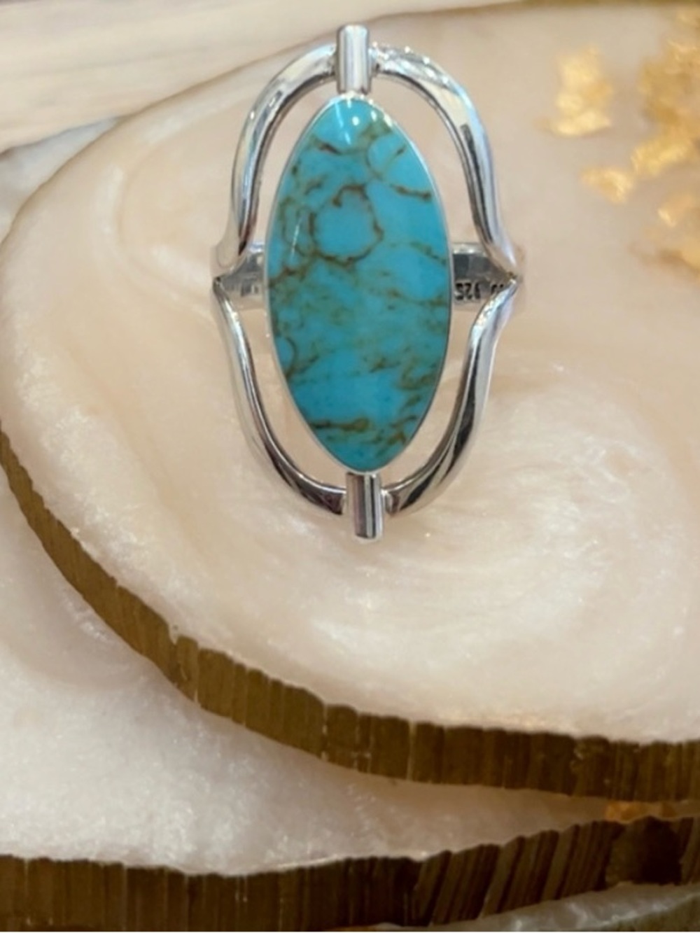925s STERLING SILVER FLIP AROUND 2 SIDED VINTAGE NAVAJO Inspired TURQUOISE Ring - Picture 7 of 10